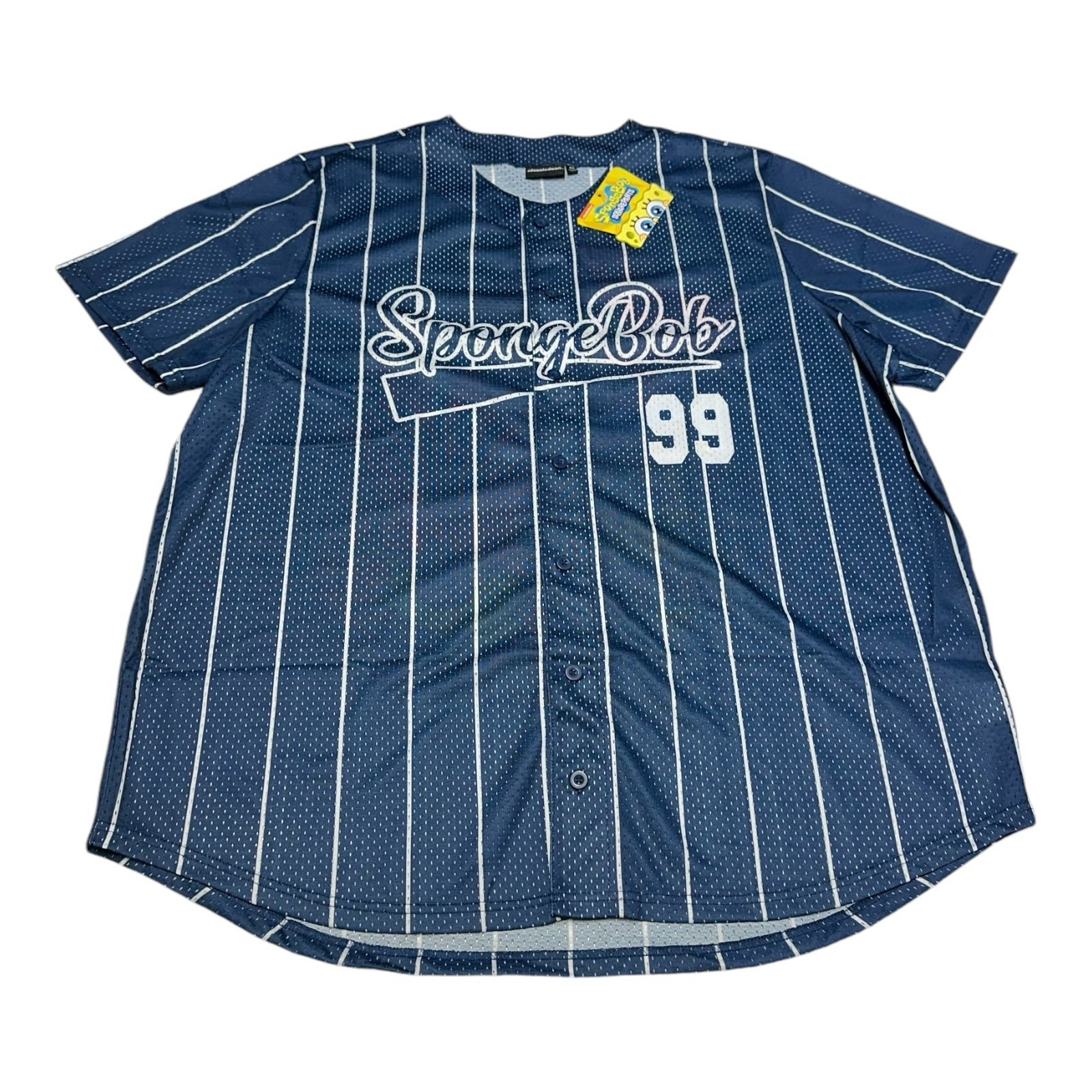 Nickelodeon Spongebob Squarepants Baseball Jersey Men's Size 4XL Blue Button Up