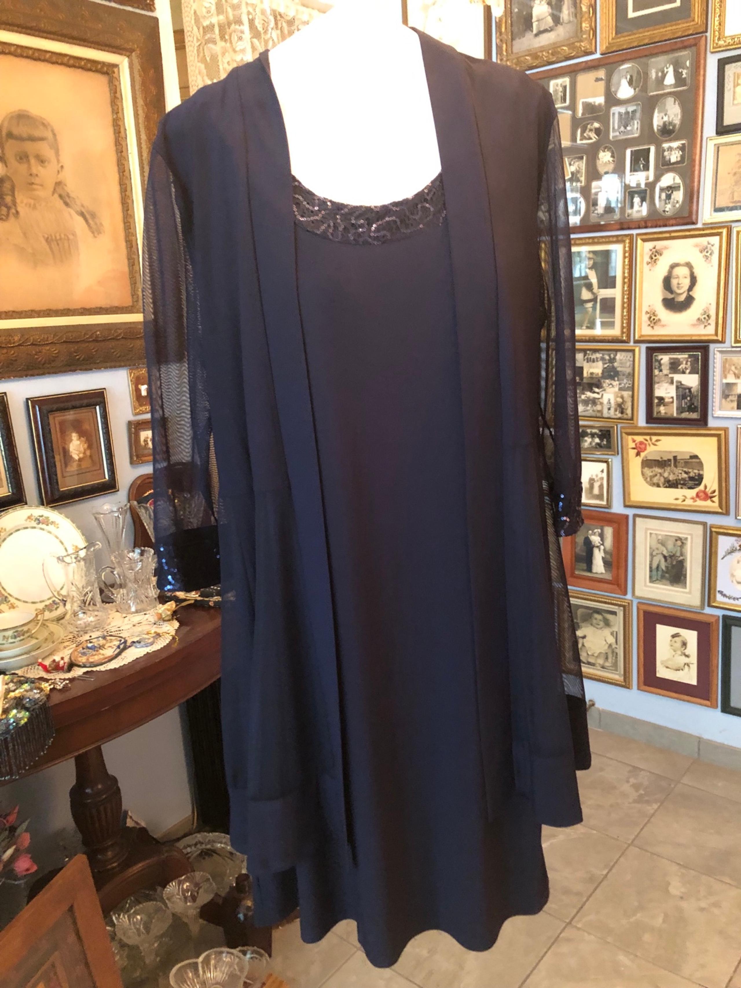 R&M Richards Collection Womens black 2 Piece Jacket Dress Set Size 12 NEW