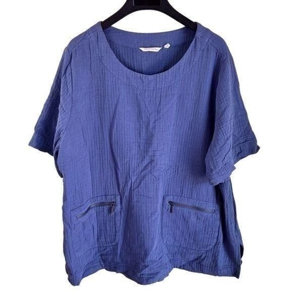 Soft Surroundings Womens Blue Tunic Knit Soft Cozy Top Size 2X Pockets