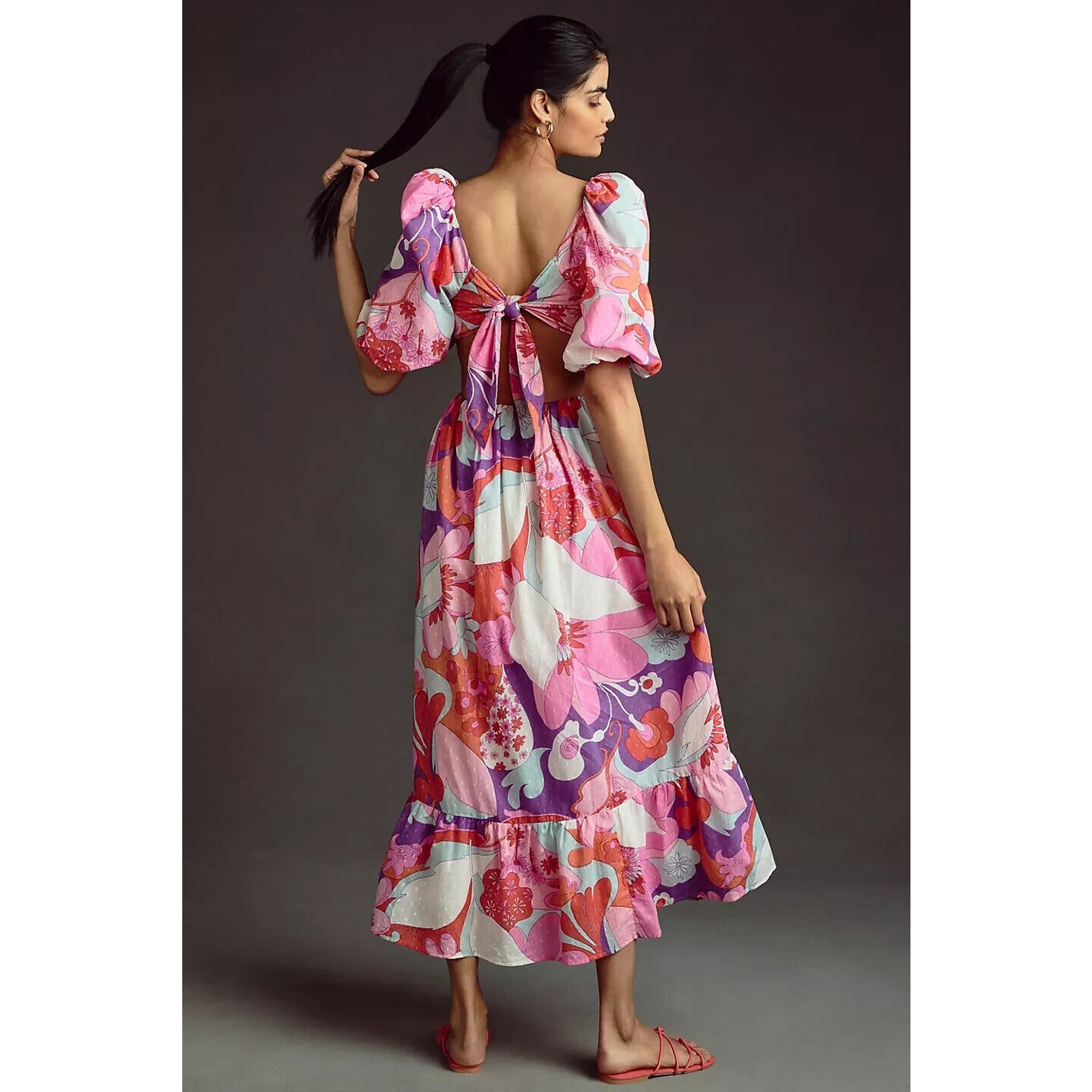 NWT Antik Batik Bahia Cutout Ruffle Maxi Dress Size US S EU 38 Floral #MA406