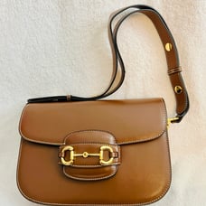 GUC Calfskin Horsebit 1955 Shoulder Bag Brown Sugar