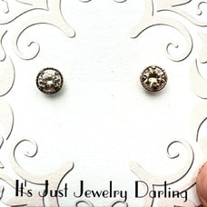 14K Yellow Gold Womens Earrings Champagne CZ Pierced Studs Gift Idea