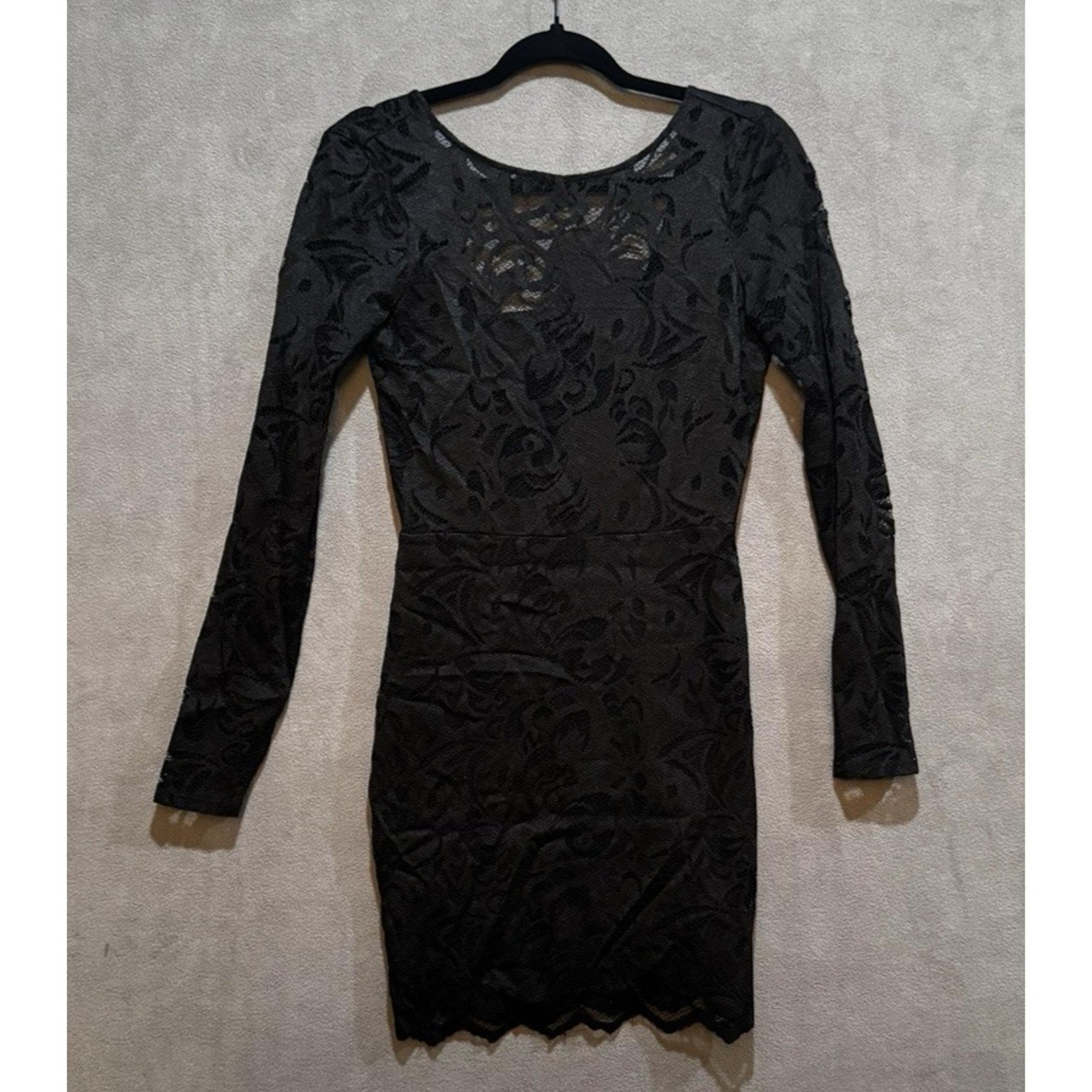 Forever 21 Black Sheer Lace Dress Small Witchy Whimsy Goth Sexy Party Romantic