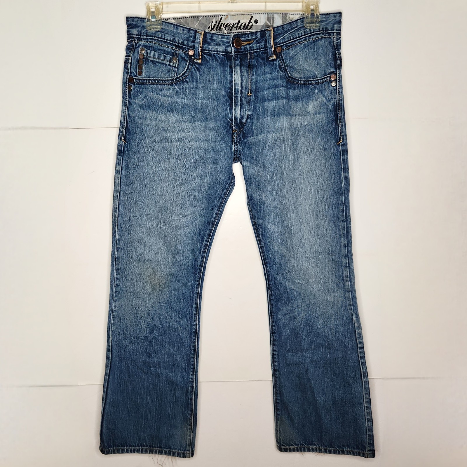 Levis Silvertab Vintage Slim Boot Jeans Leather Trim Flap Mens 34 FITS 34x29.5