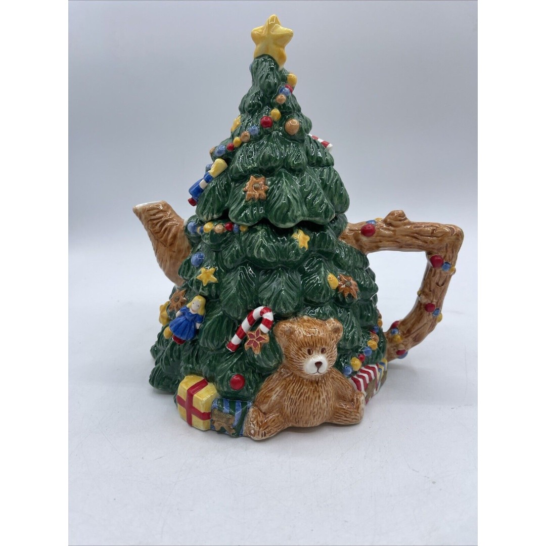 Nikko Christmas Holiday Tree Teapot , 8.5”H, Good Condition Vintage