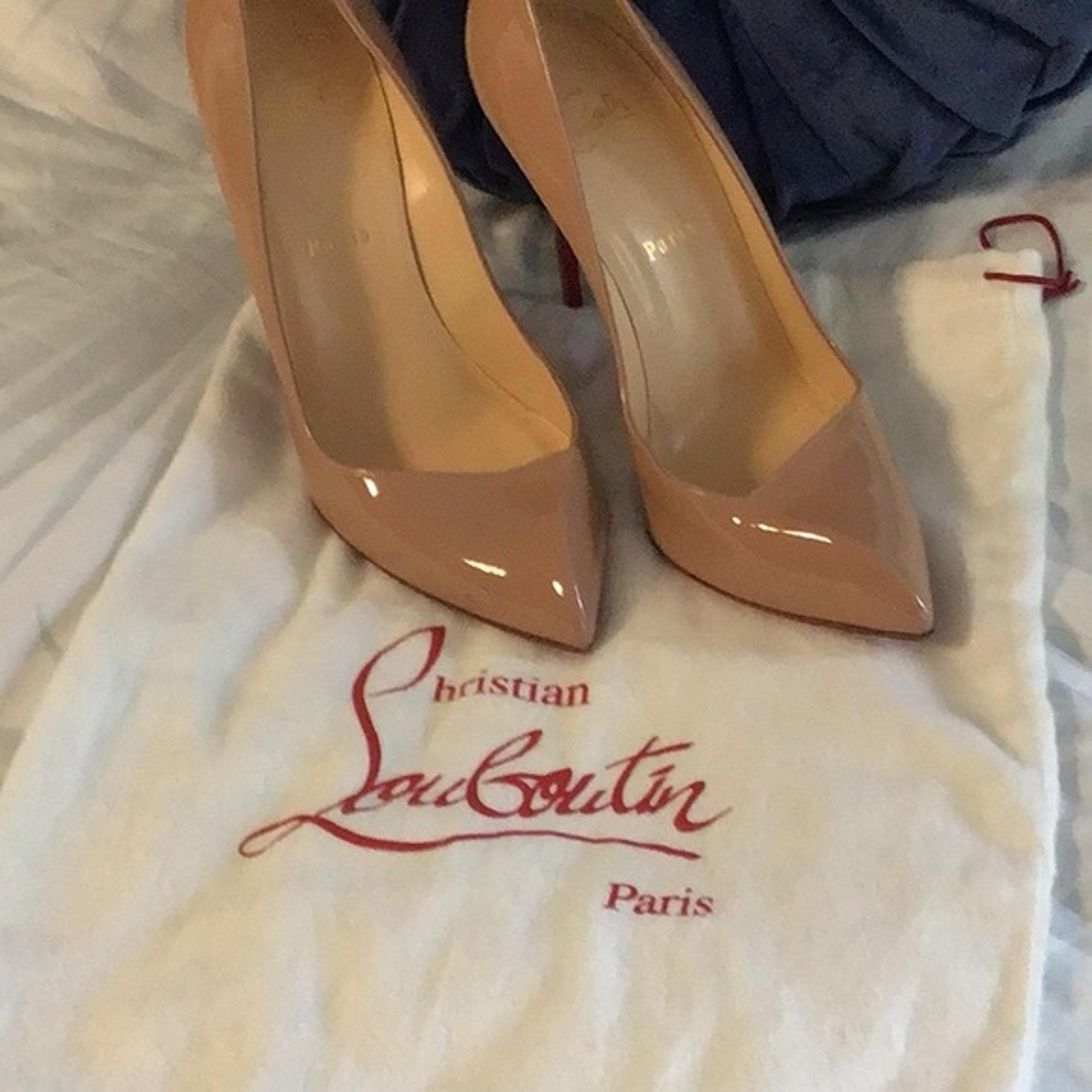 Christian Louboutin Nude Patent Leather Pumps high heels