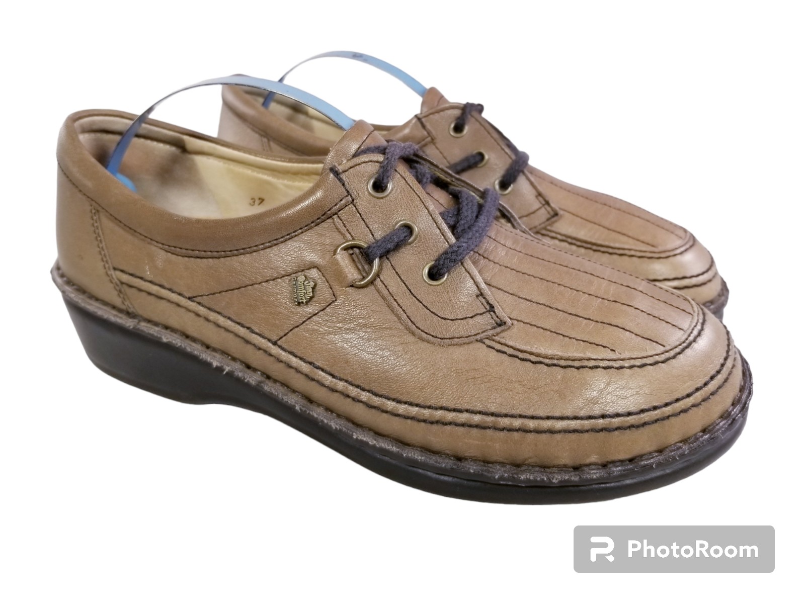 Finn comfort germany woman laces shoes brown leather size 37 D/ 6