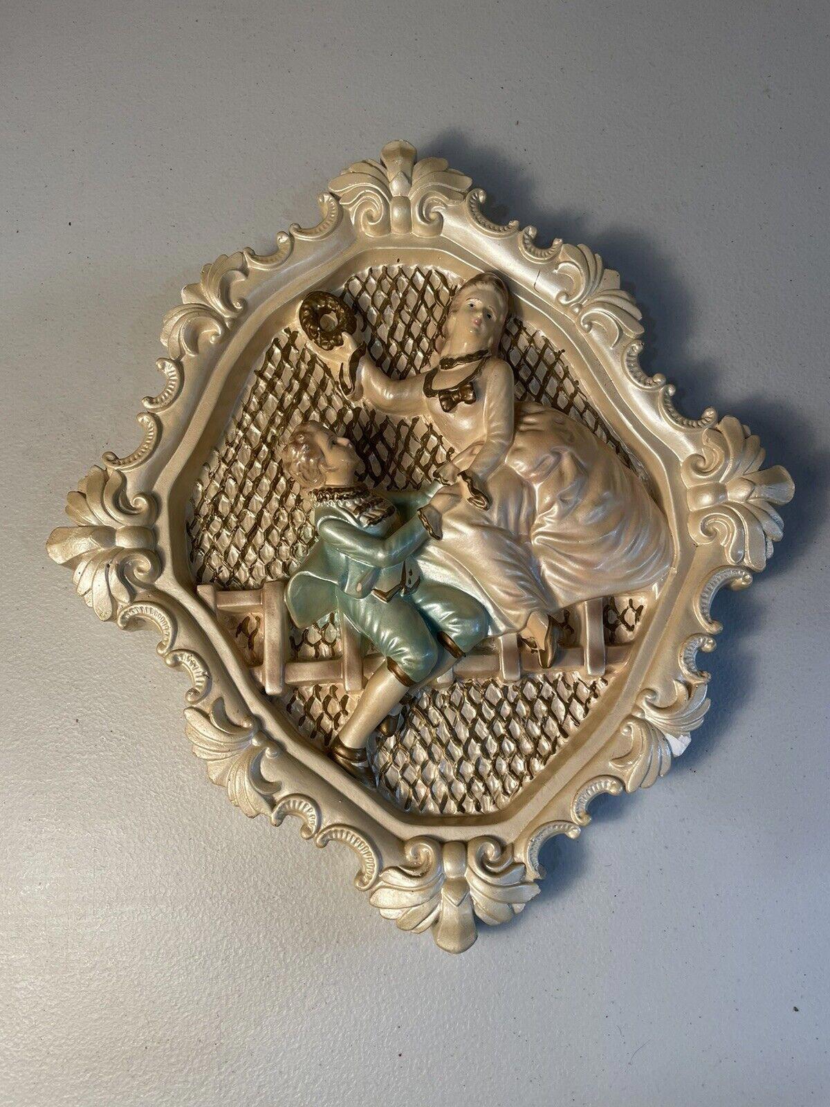 Vintage Chalkware Victorian Man And Women Big And Beautiful