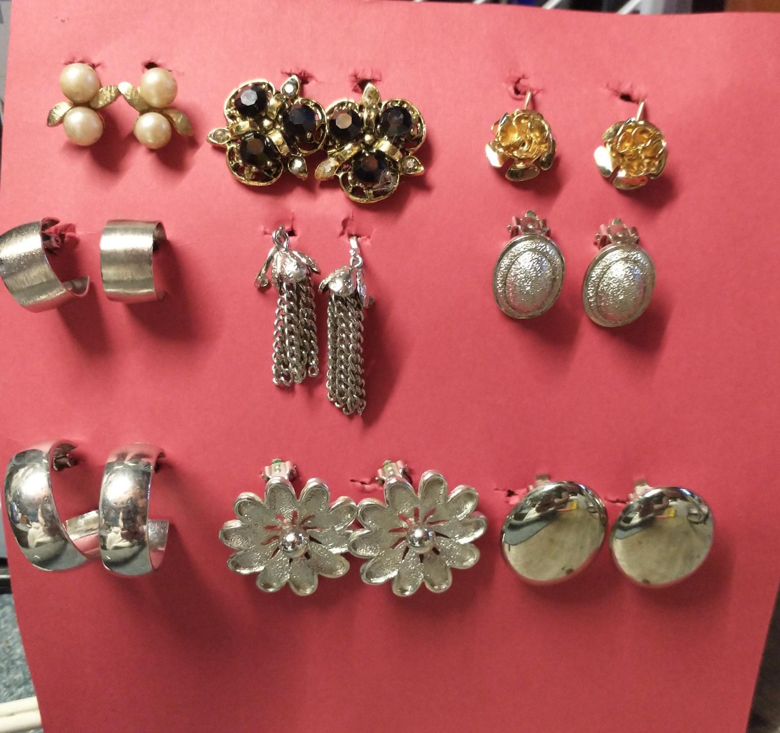 Clip on earrings lot of 9 pairs