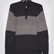 Columbia Men's Wool Cotton 1/2 Zip Mock Neck Striped Sweater Size XL