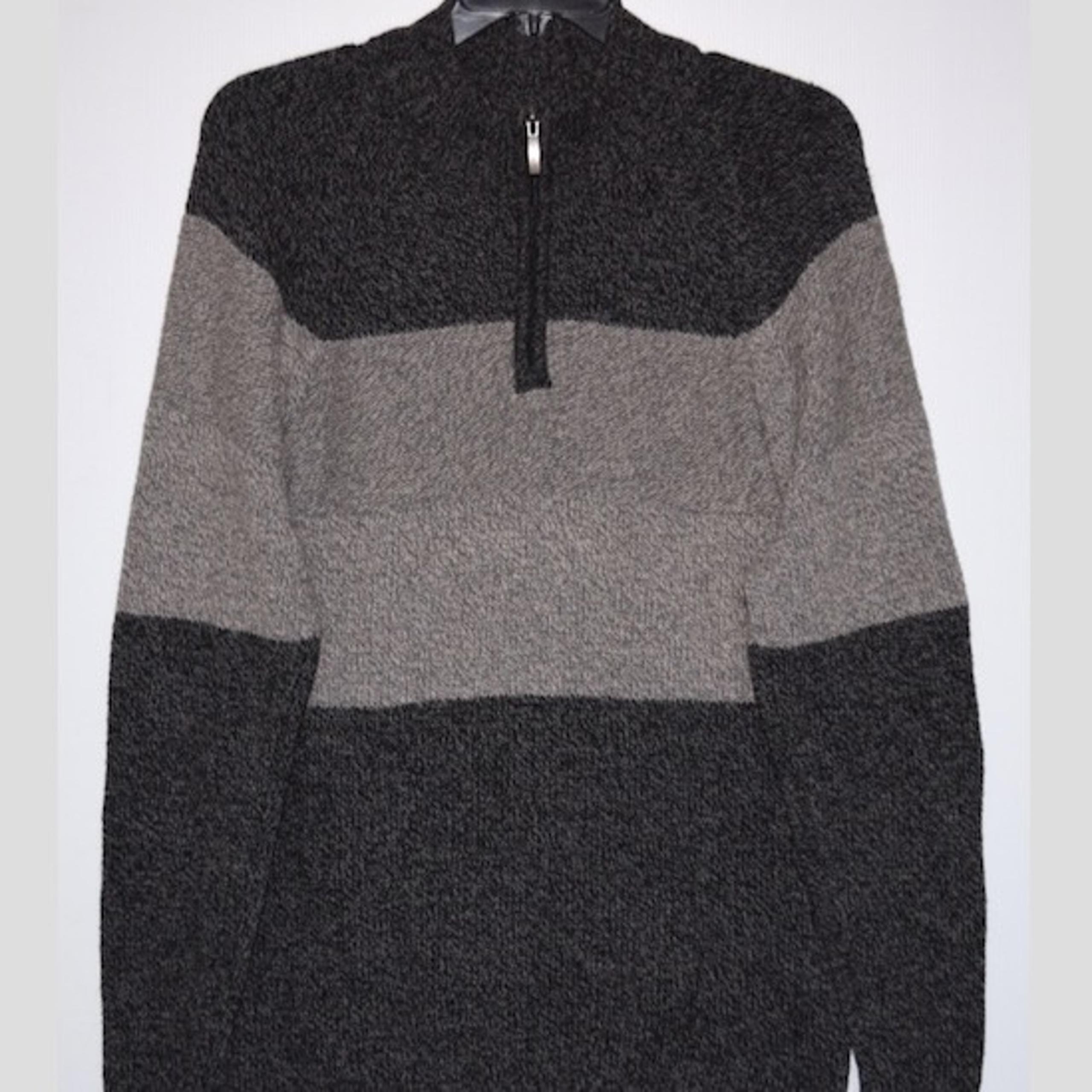 Columbia Men's Wool Cotton 1/2 Zip Mock Neck Striped Sweater Size XL