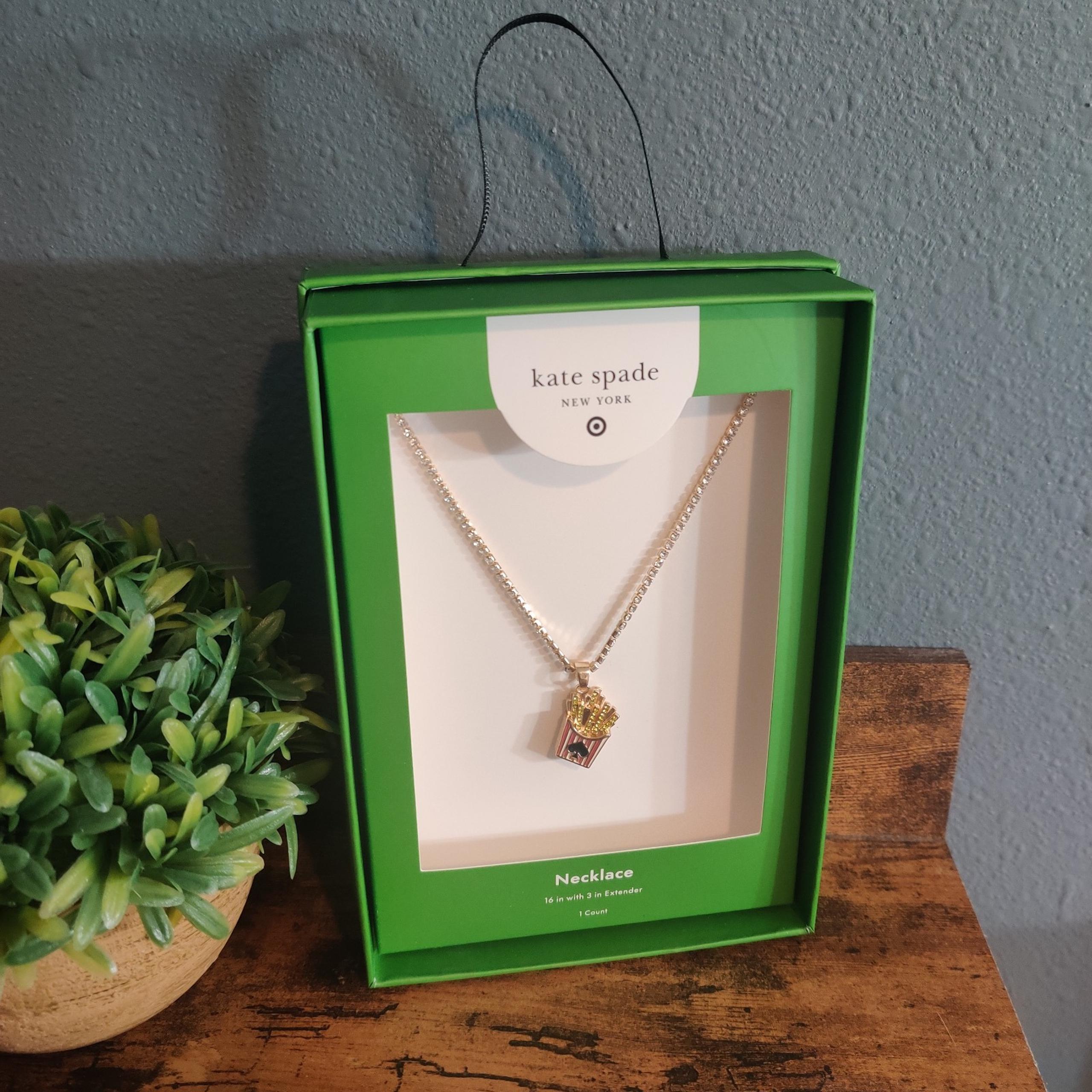 Kate Spade fries necklace target new in box ace playing card nwt green