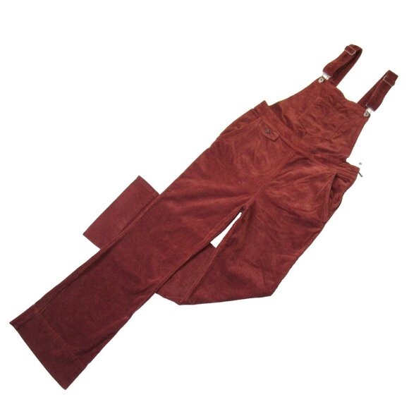 NWT Anthropologie Pilcro Corduroy Overalls in Honey Brown Stretch Flare Cord 30