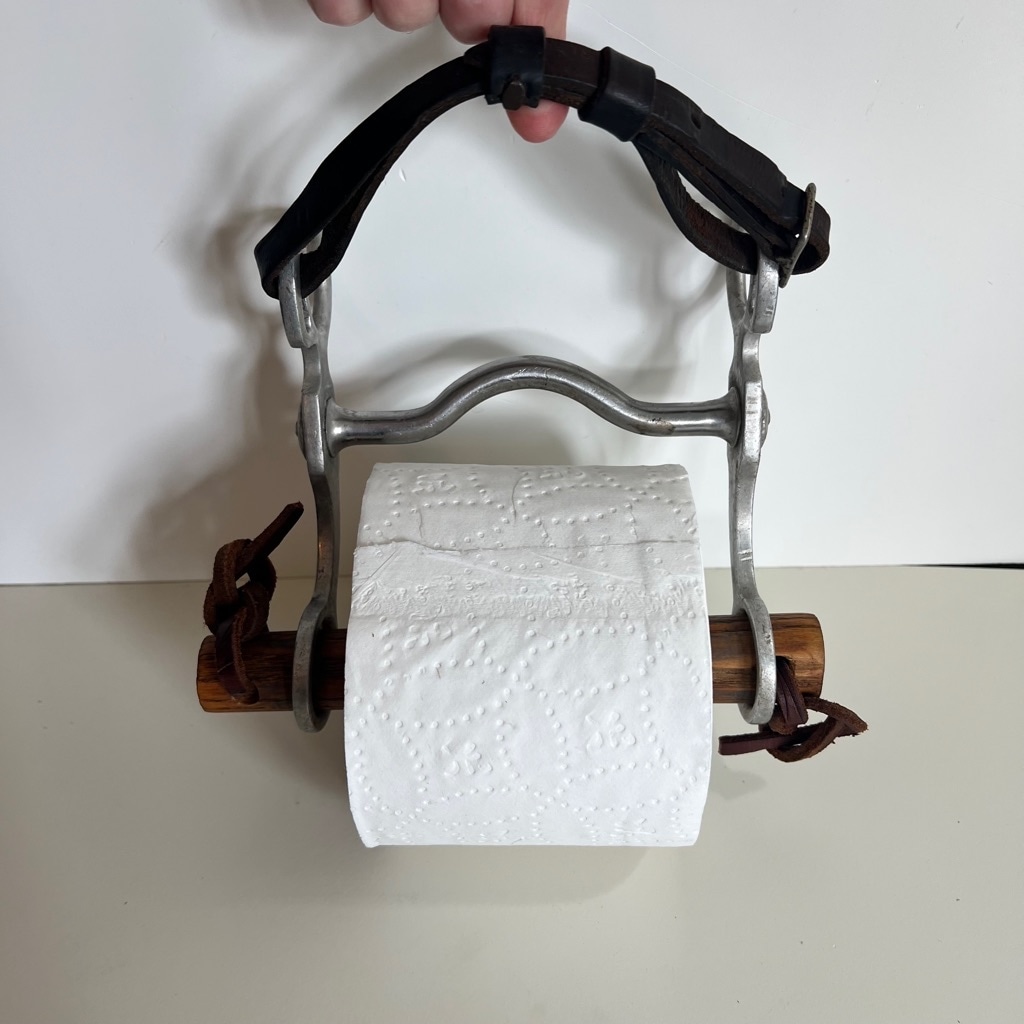 Rare Vintage Silver western Horse Bit Toilet Paper Holder