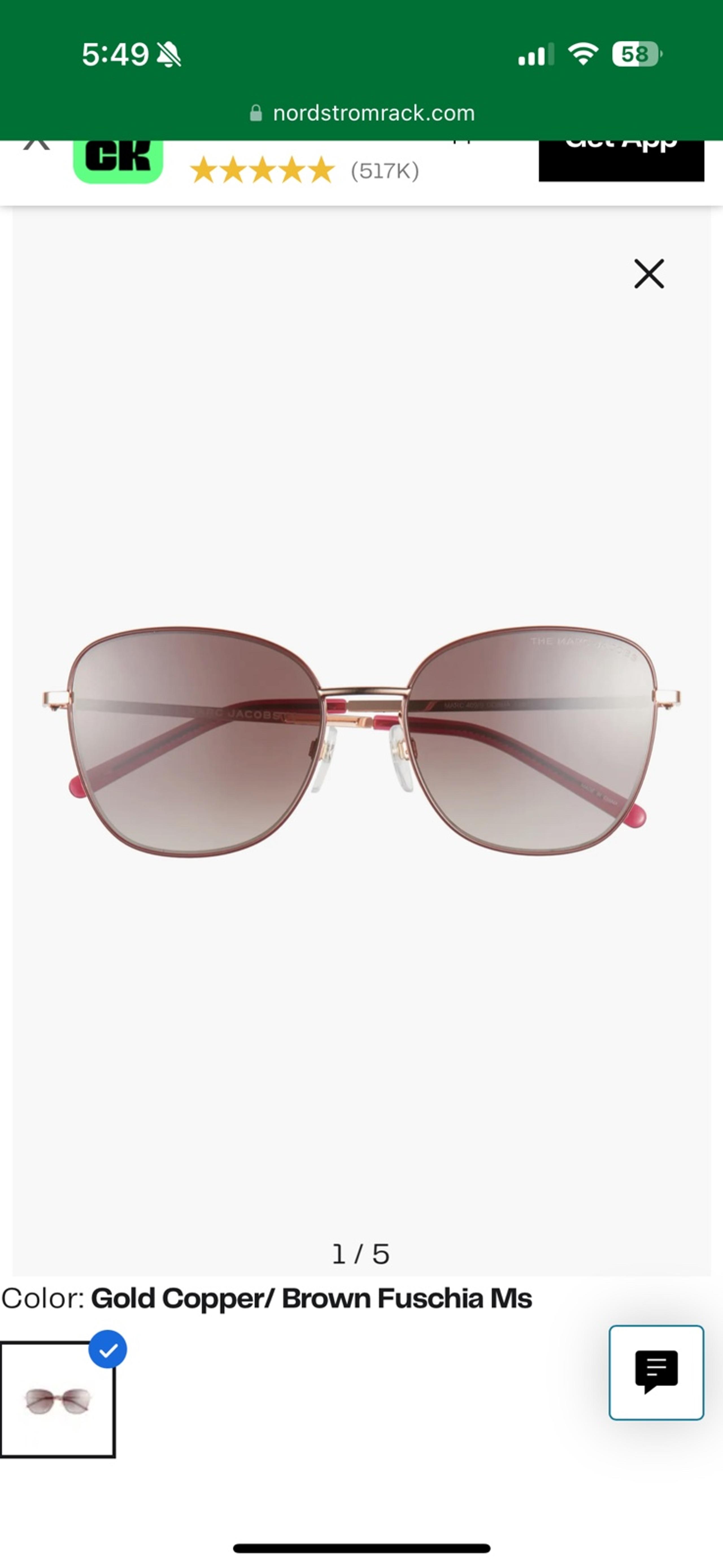 Marc Jacob’s gradient square sunglasses