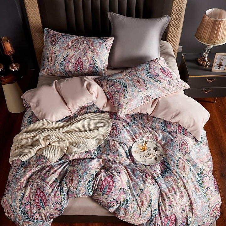 Shabby Chic Print Comforter Covers with Zipper Closure and 2 Pillowcases