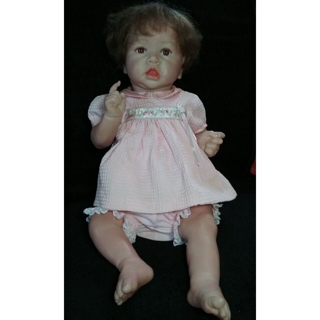23 Hoomai C-44 Doll Lifelike Silicone Reborn Baby Girl Brown Hair Eyes