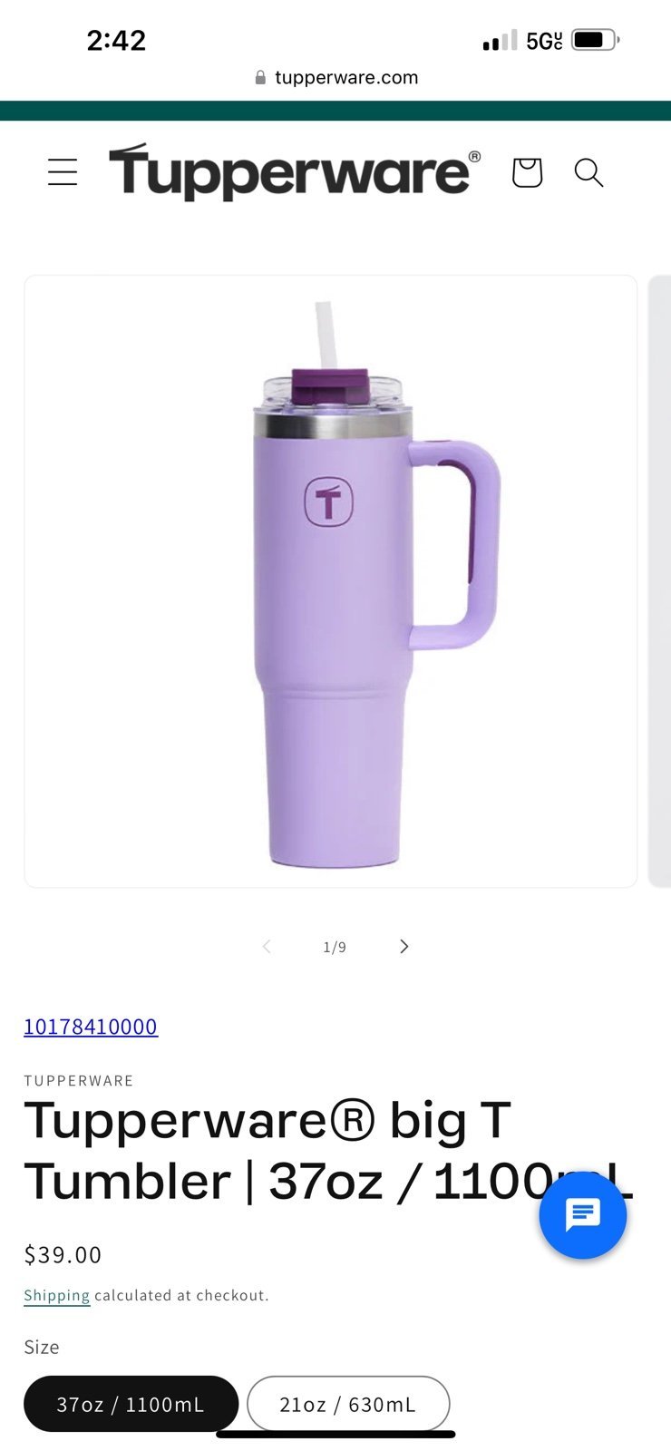 Tupperware Big-T Tumbler 37oz.