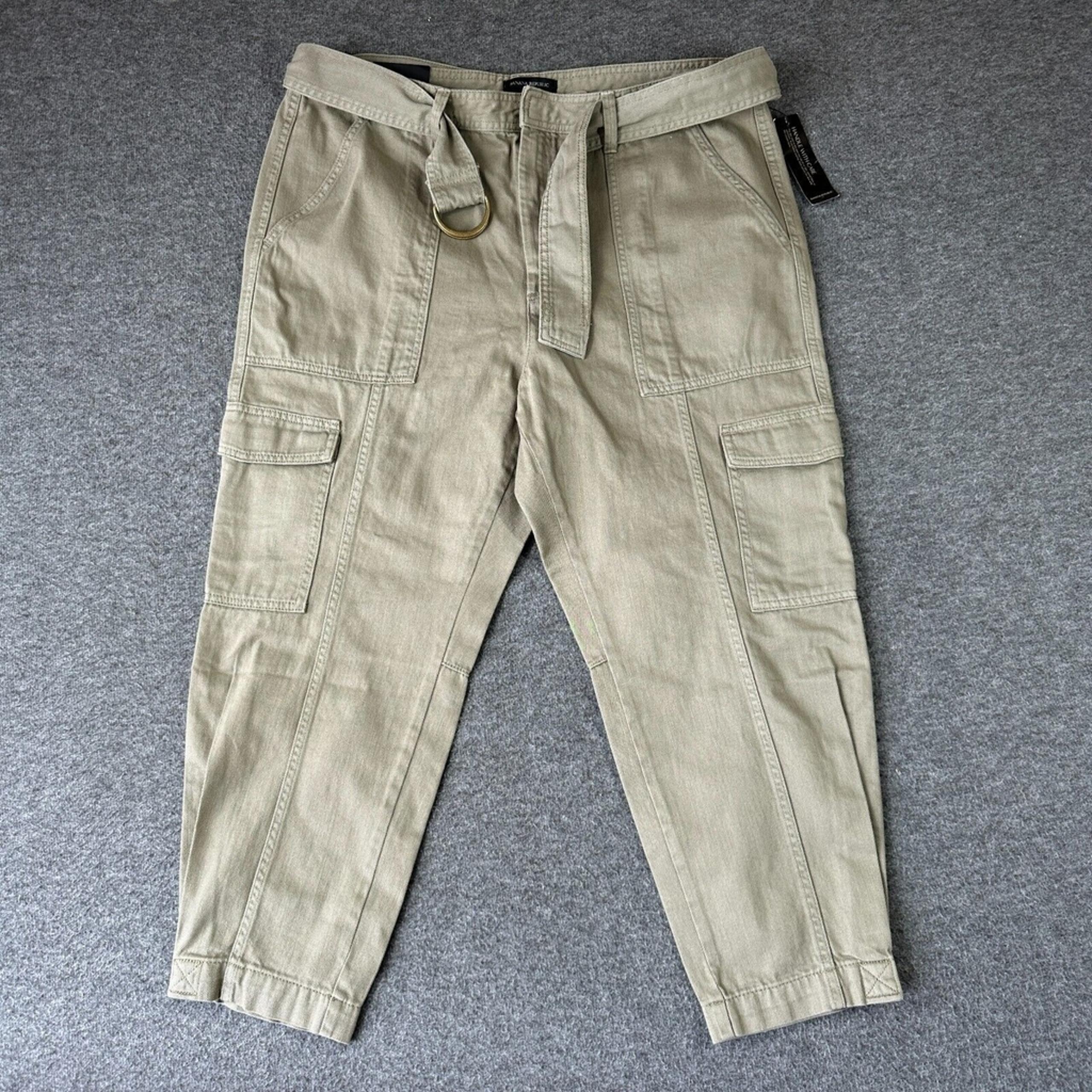 NWT Banana Republic Cargo Pants Tapered Womens Size 16 100% Cotton Army Green