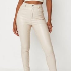 Cream faux croc leather pants size US 8
