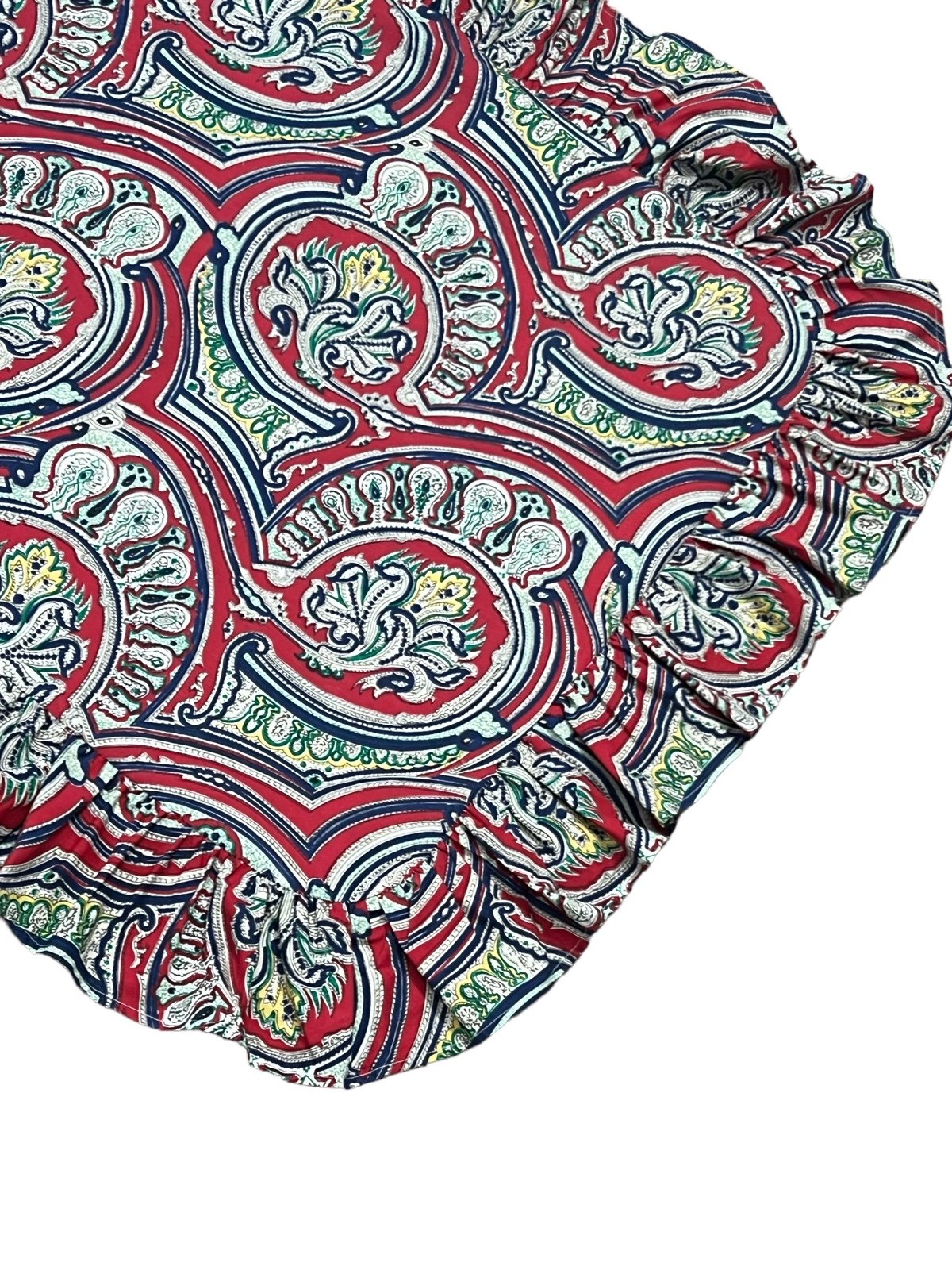 Vtg Ralph Lauren Paisley Standard Shams Pair Ruffles Red Blue Medallion USA Rare