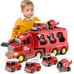 Toddler Fire Engine Toys,For Boys Girls Carrier Truck Transport Cars, -urh