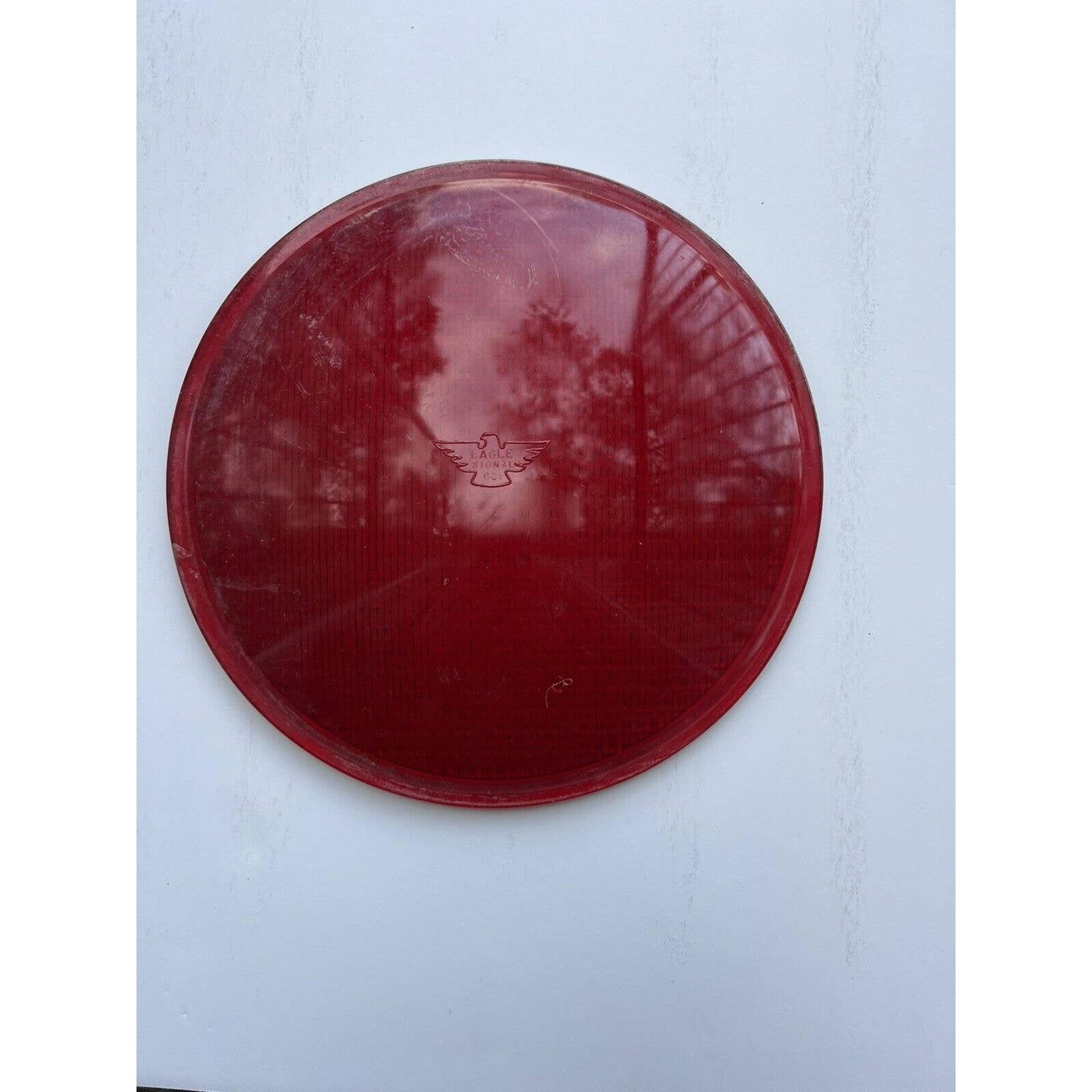 Vintage Original Eagle Signal Traffic Light Lens Red 12” Knopp Glass OE No. 4988