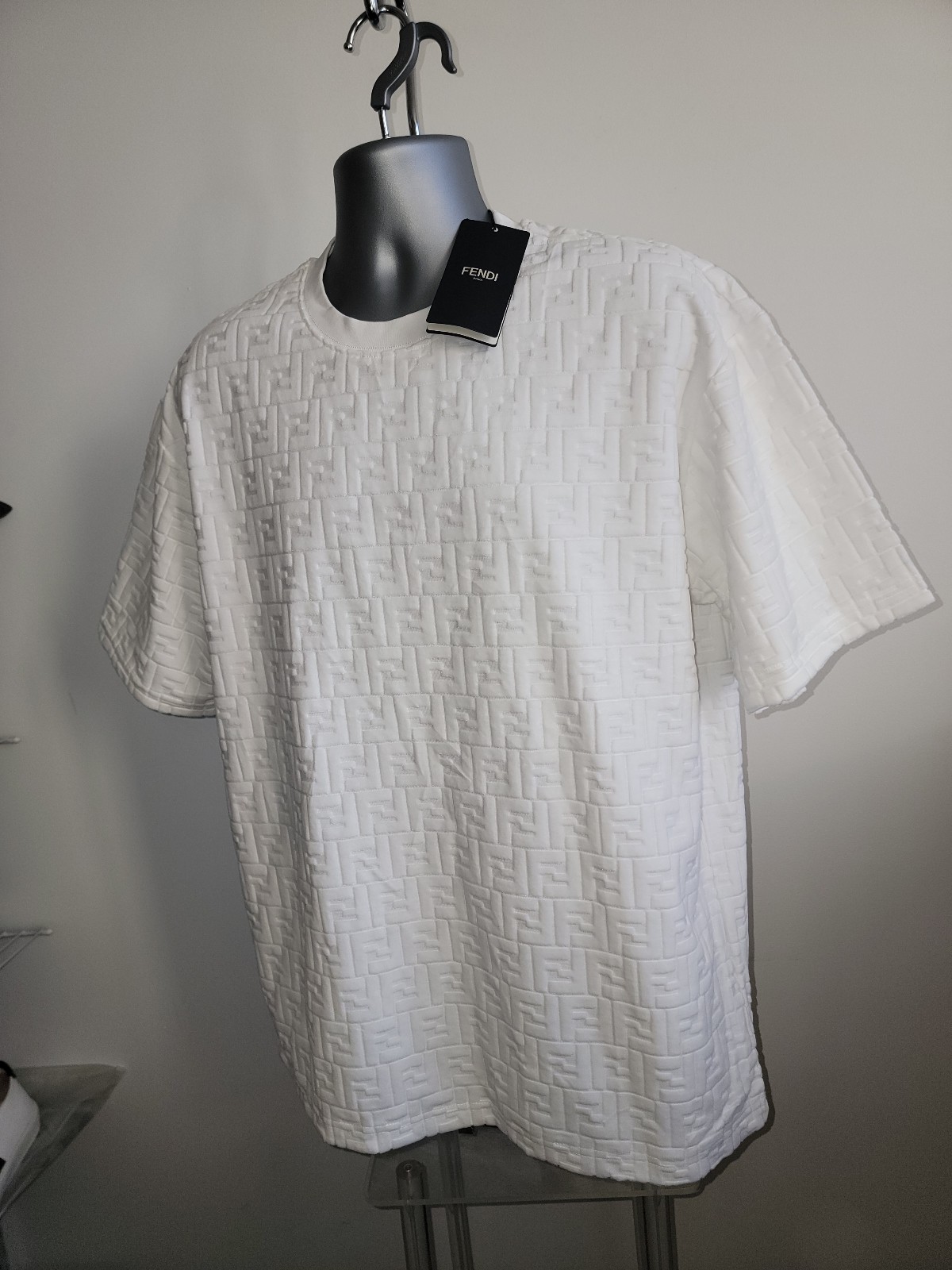 FENDI Velvet FF White T-Shirt Men Size XL NEW | Mercari