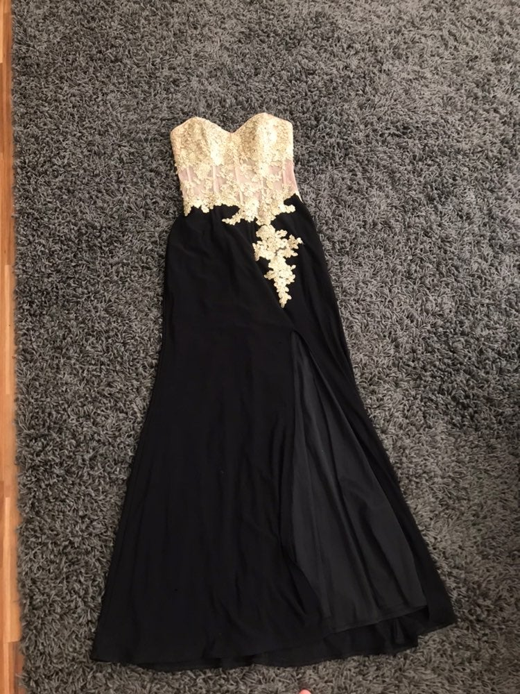 black and gold formal dress