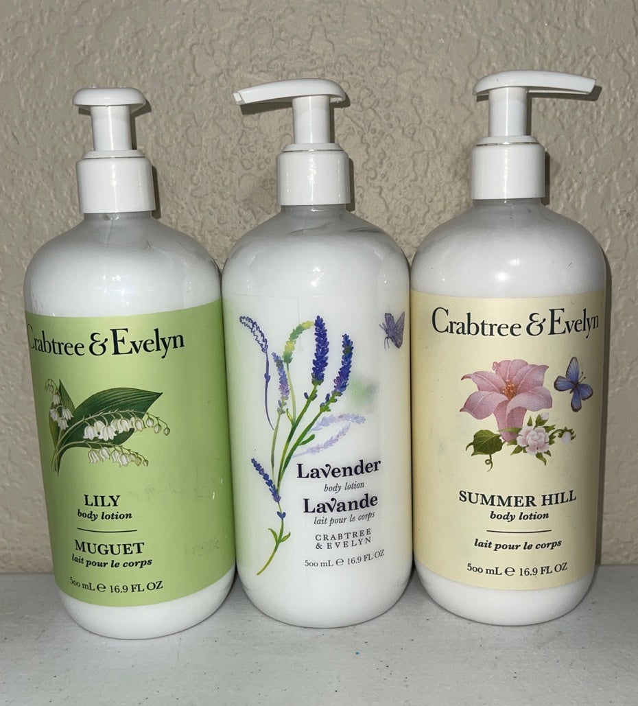 Crabtree & Evelyn Lot of 3 Lily, Lavender, and Summer Hill Body Lotion Special