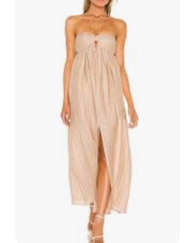 NWT L’Academie The Jolena Maxi Dress in Wheat Brown size small