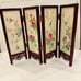 Chinese 4 Panel Screen Hand Painted Silk Lacquer Rose Wood - Signed, VTG, RARE