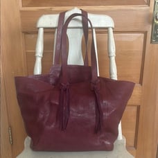 Sundance Burgundy Tote Bag with Structured Design and Durable Leather