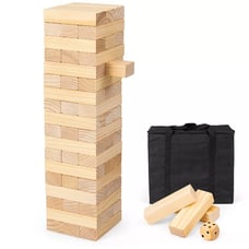 Costway Giant Tumbling Timber Toy 54 PCS Wooden Blocks Game w/ Carrying Bag,zoia