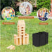 Costway Giant Tumbling Timber Toy 54 PCS Wooden Blocks Game w/ Carrying Bag,zoia