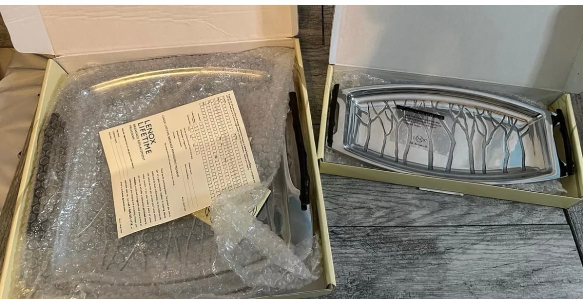 Lenox Park City TWO Trays Tree Engraved Platters or Trays EXCELLENT