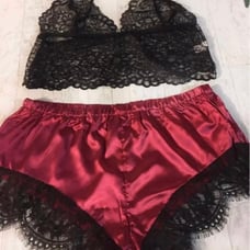 Lace bra bralette panties thong lingerie set satin shorts dress pjs skirt cami