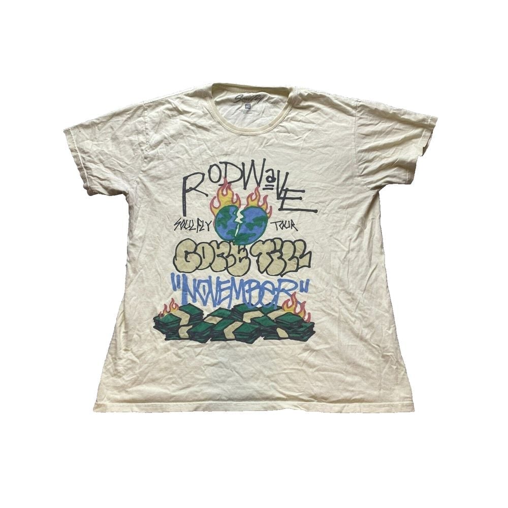 Soulfly Shirt Adult Extra Large Pale Yellow Rod Wave Gone Till November Tour