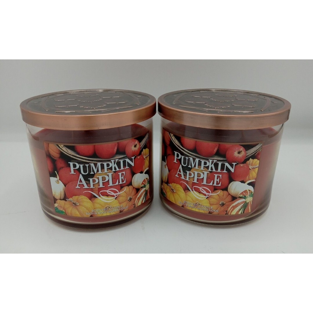 2 Bath & Body Works PUMPKIN APPLE 3-Wick Large Candles
