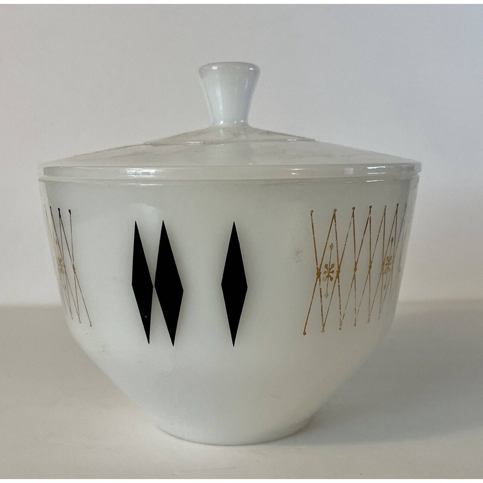 Federal Glass Vintage 70's BLACK DIAMOND 2 1/2 Quart Casserole Bowl w Lid EUC