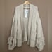 {Love Riche} Loose Knit Cardigan Sweater with Fringe Detail in Cream - Large