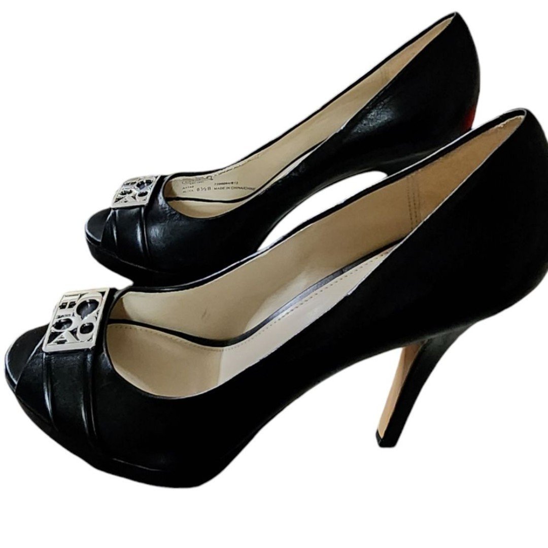 Coach Women's Black High Heel Peep Toe Pump In Black Size 6.5 B