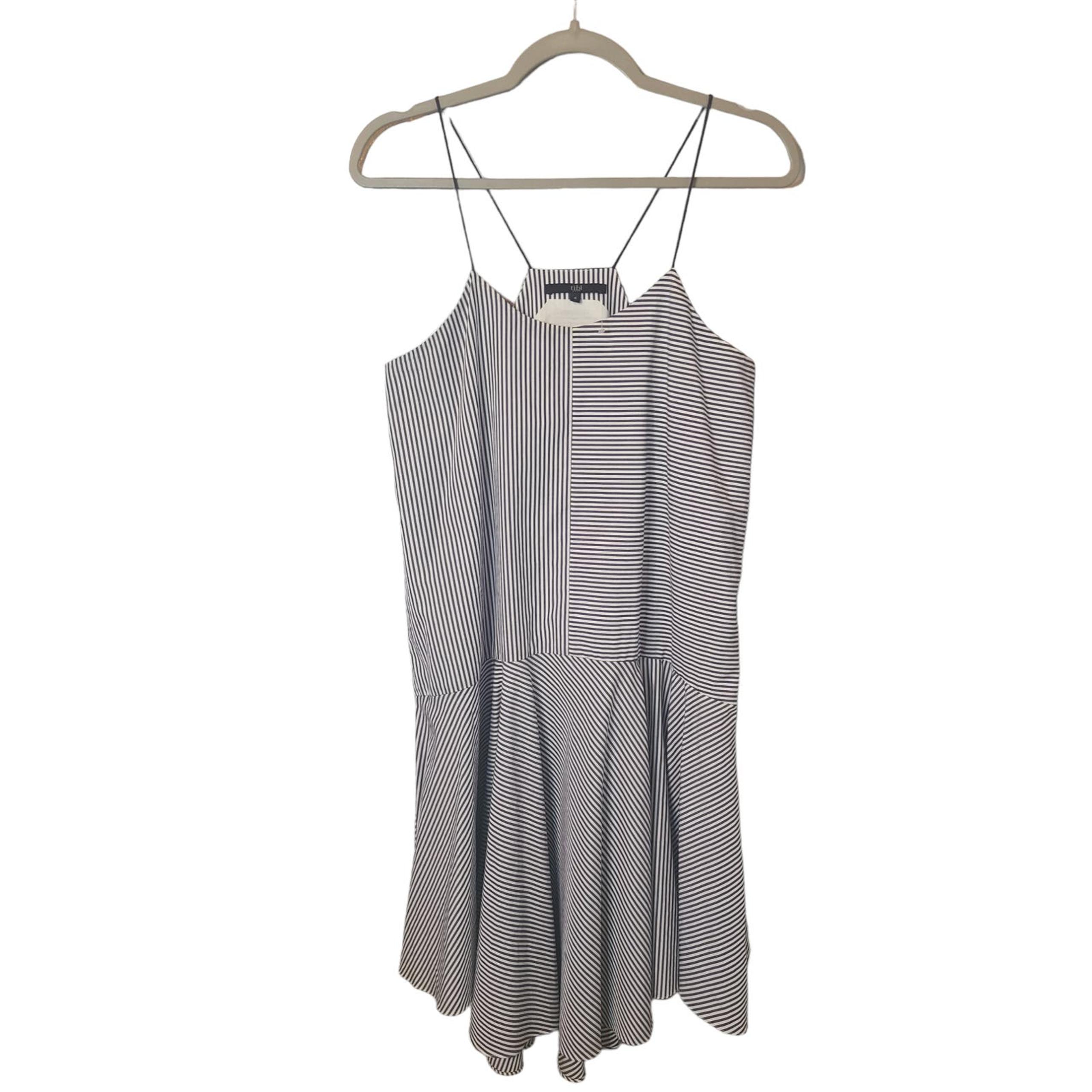 Tibi New York A Striped Drop Waist Dress