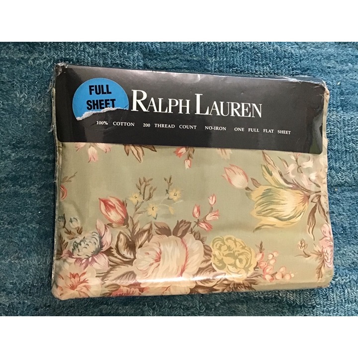 Ralph Lauren Charlotte IV Green One Full Flat Sheet - Vintage NWT