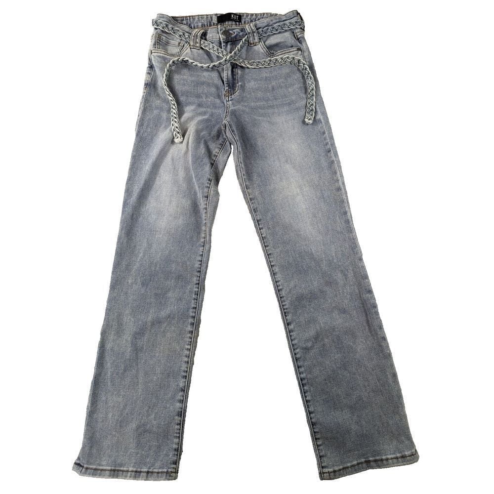 Kut From The Kloth Jeans Chrissie Womens High Rise Slim Straight Belted Size 8