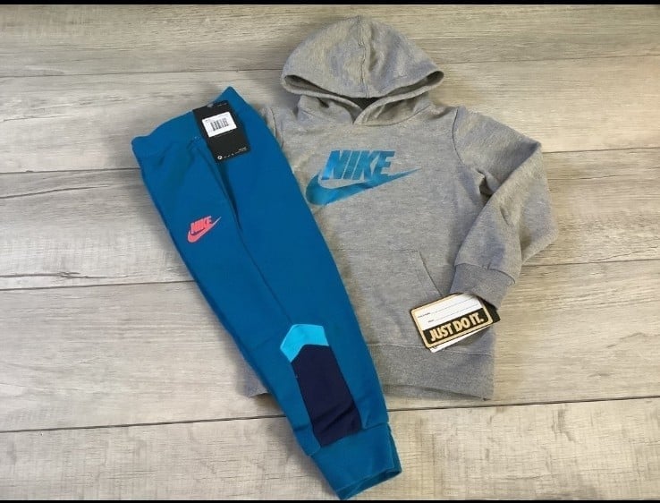Nike boys gray/blue hoodie & joggers outfit size 4T (NWT)~PRICE IS FIRM ~