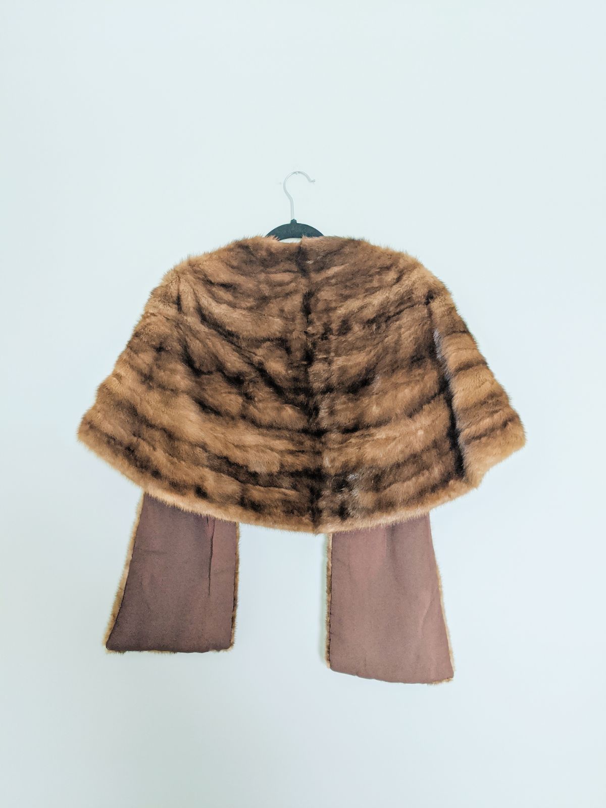 Vintage mink fur stole cape brown tan