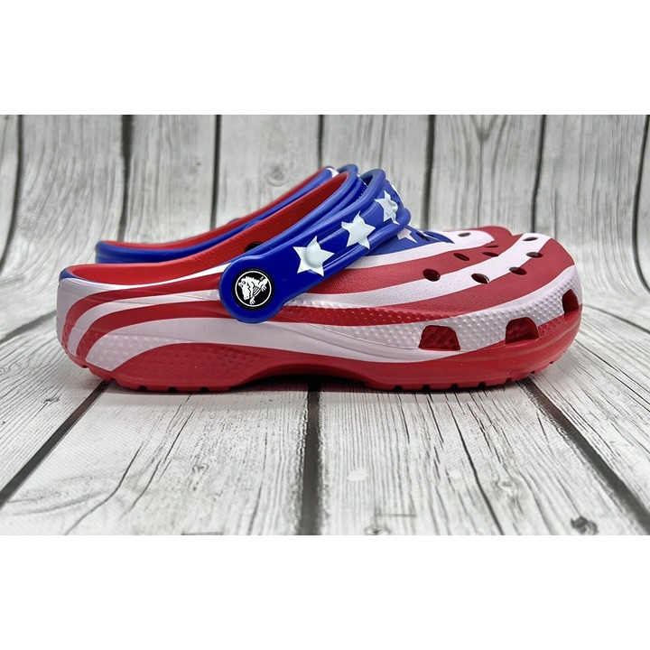 Size 7M/9W - Crocs Classic American Flag Clog - 205974 90H