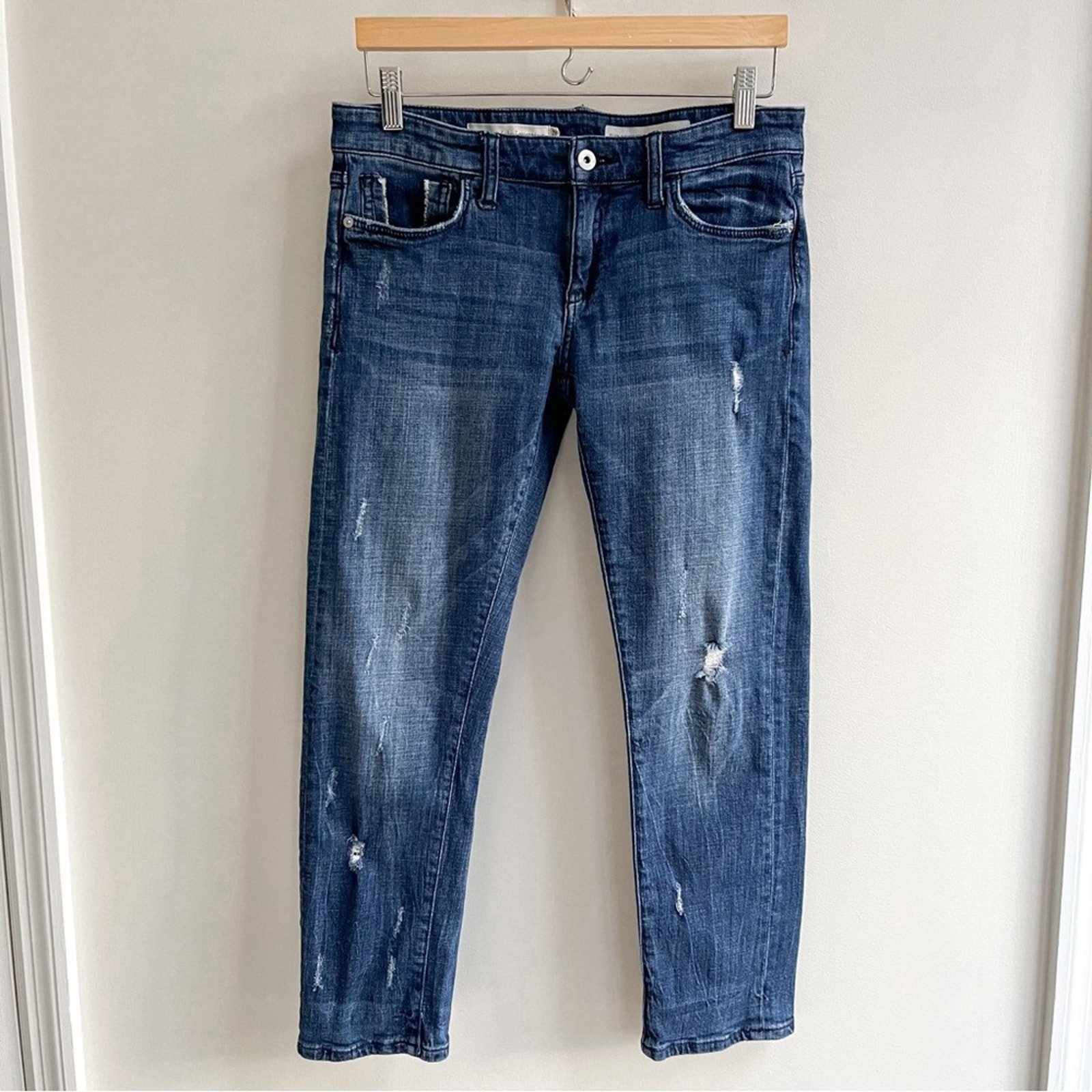 [pilcro and the letterpress] petite slim distressed boyfriend jeans anthro 27