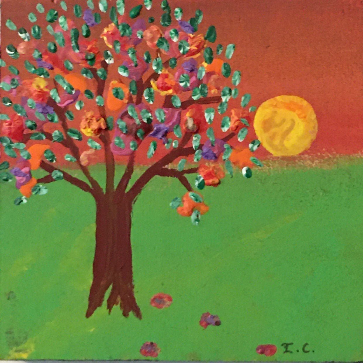 Painting on wood Handmade Happy Tree